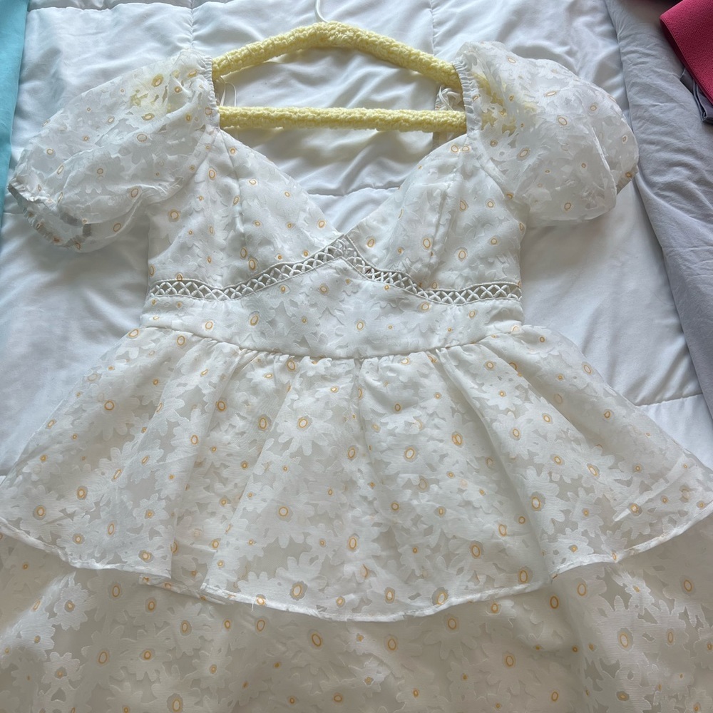 White sunflower dress